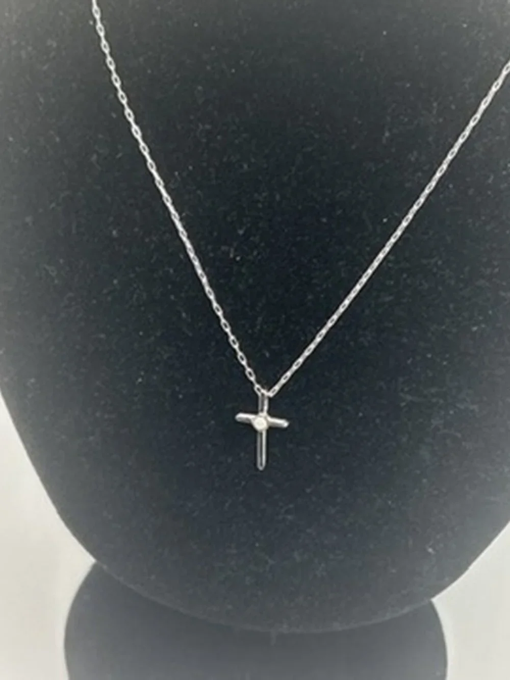 Dainty Vintage Cross Pendant Necklace Real Silver Stainless Steel Plated Womens
